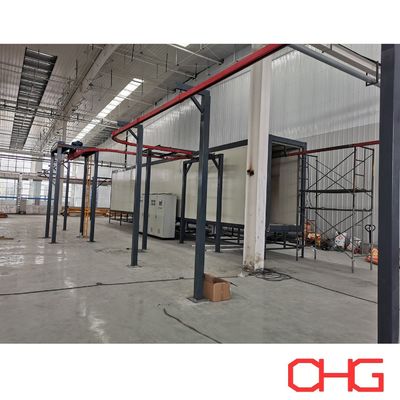 สายเคลือบผงอัตโนมัติสําหรับอุปกรณ์ฮาร์ดแวร์โปรไฟล์อลูมิเนียมที่มีระบบขนส่ง