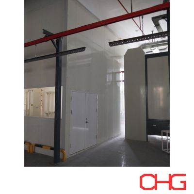 เครื่องจักรสายพ่นสีฝุ่นแบบปรับปรุงประสิทธิภาพสำหรับแผ่นอะคริลิก ควบคุมด้วย PLC