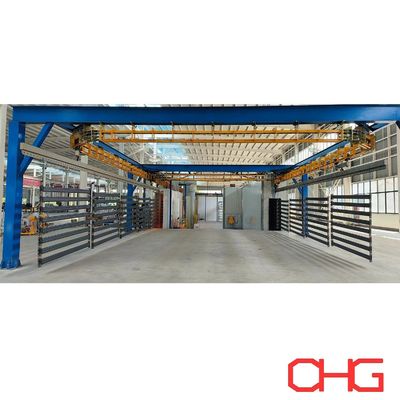 โลหะ ชั้นวาง สายฝาผิวผงที่มีระบบขนส่งฟรีพลังงานและ PLC หน่วยควบคุม